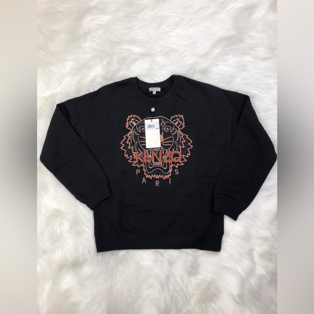 NWT Kenzo Kids Black Tiger Embroidered Sweatshirt Size 14A